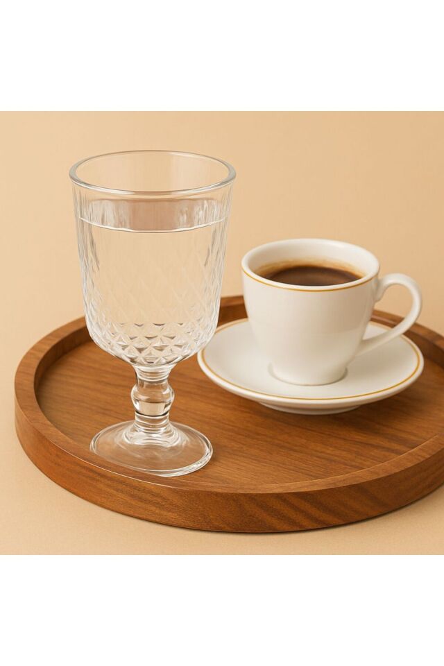 6 Adet Kahve Yanı Kesme Kristal Cam Su Bardağı Seti, Çeyizlik Set 100ml