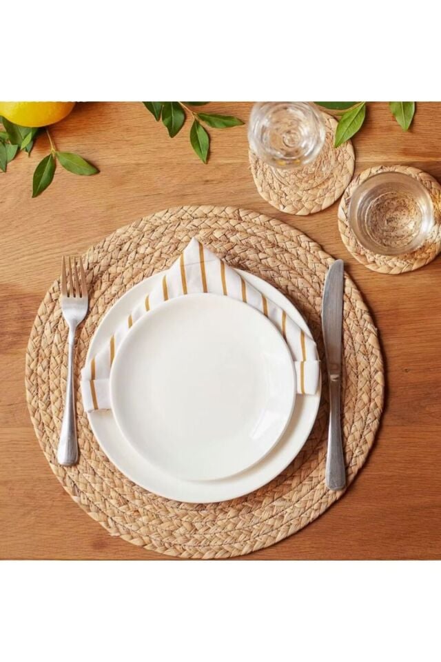 Supla Hasır Jüt Supla 6'lı Set Amerikan Servis Hasır 32 cm Çap Supla