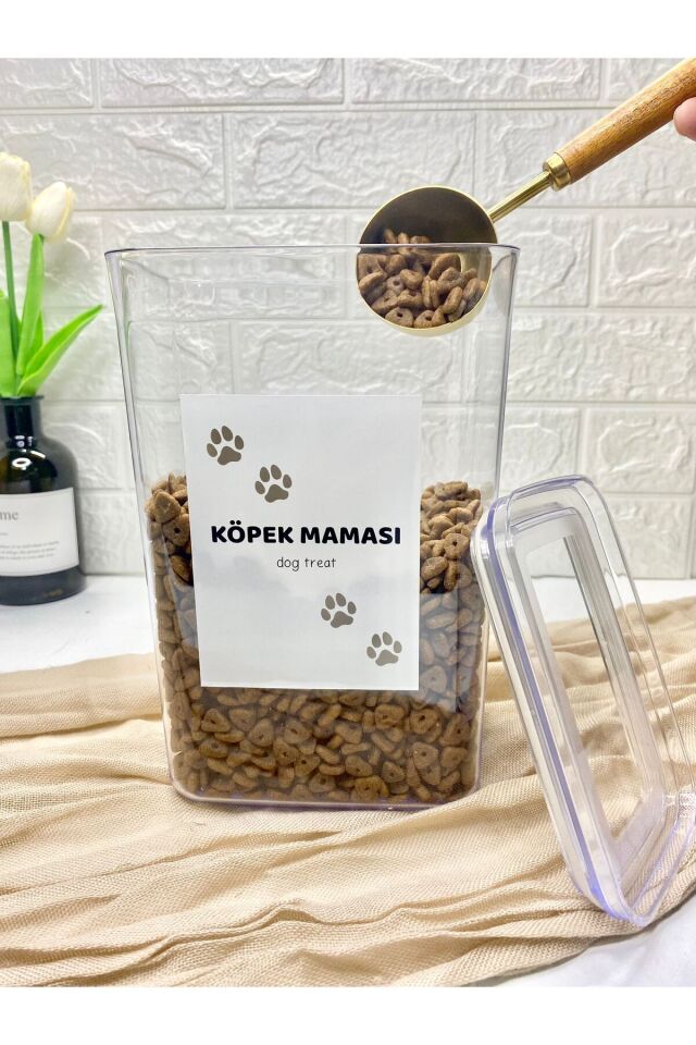 1Adet 2900ml Akrilik Vakum Köpek Maması Saklama Kabı Düzenleyici