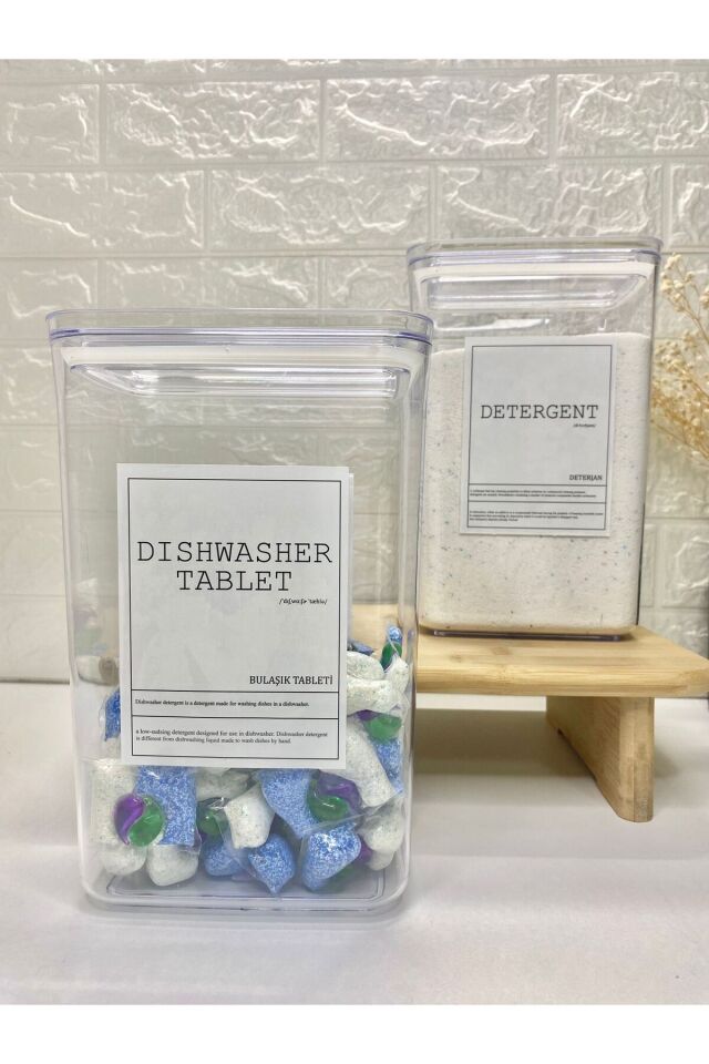 2li 2900ml Akrilik Vakum Kapaklı Deterjan/Bulaşık Tableti Saklama Kabı Banyo Düzenleyici