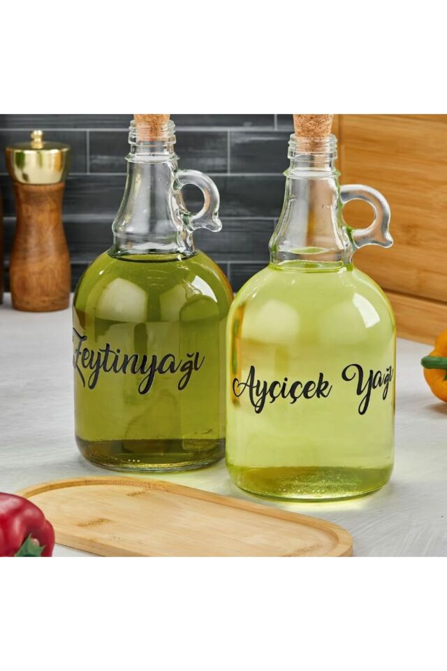 2'li Zeytin Yağı Ayçiçek Yağı Transfer Etiket Suya Yağa Dayanıklı Etiket Seti 13x3 cm