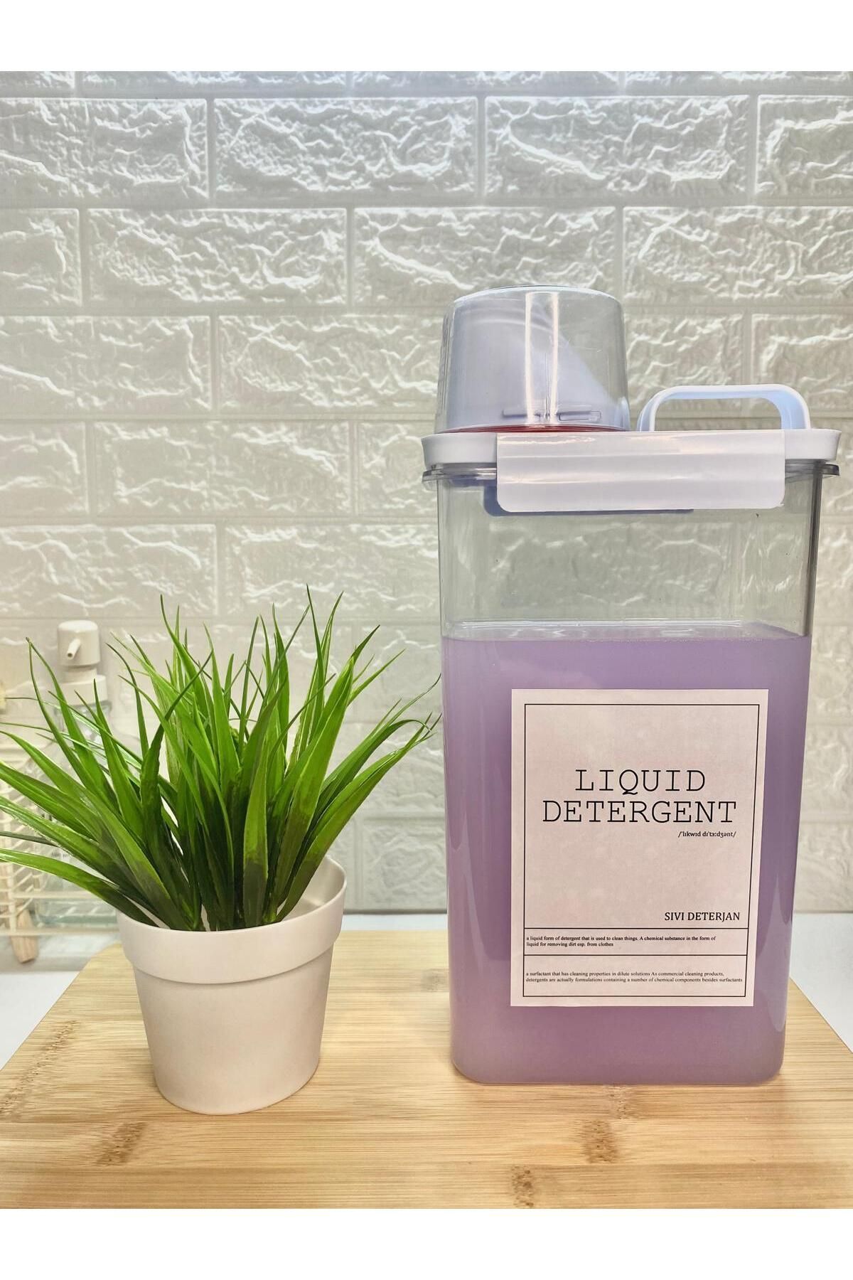 Ölçü Kapaklı 2300ml Sıvı Deterjan Kabı Vakumlu Akrilik Banyo Düzenleyici Set