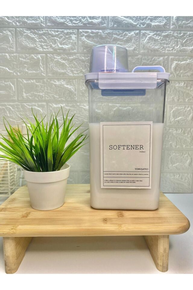 Ölçü Kapaklı 2300ml Yumuşatıcı Kabı Vakumlu Akrilik Banyo Düzenleyici Set