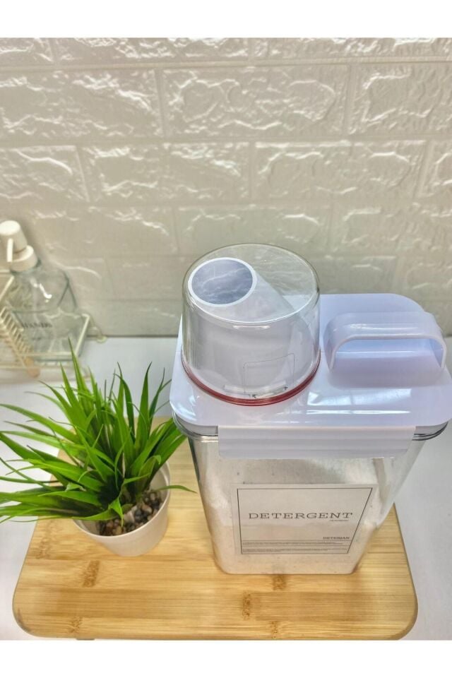 Ölçü Kapaklı 2300ml Deterjan Kabı Vakumlu Akrilik Banyo Düzenleyici Set