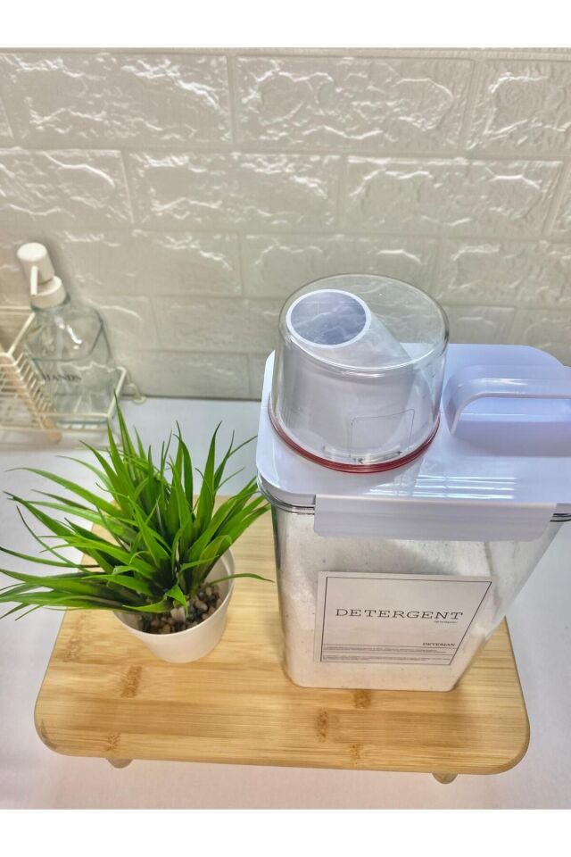 Ölçü Kapaklı 2300ml Deterjan Kabı Vakumlu Akrilik Banyo Düzenleyici Set