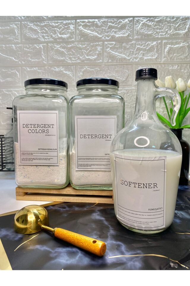 2li 3000ml Deterjan Kavanozu 1Adet 1500ml Yumuşatıcı Şişesi
