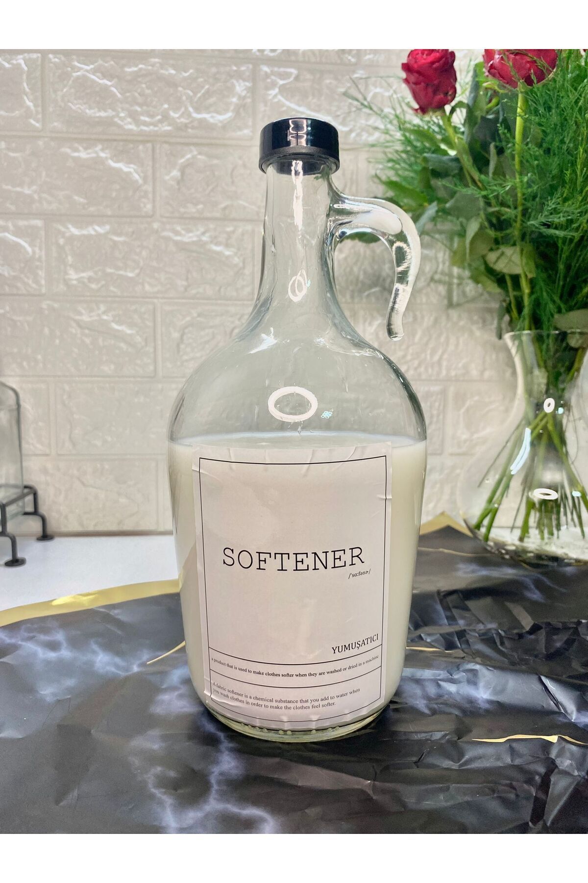 1ADET 1500ML Galon Yumuşatıcı Şişesi Cam Kavanoz