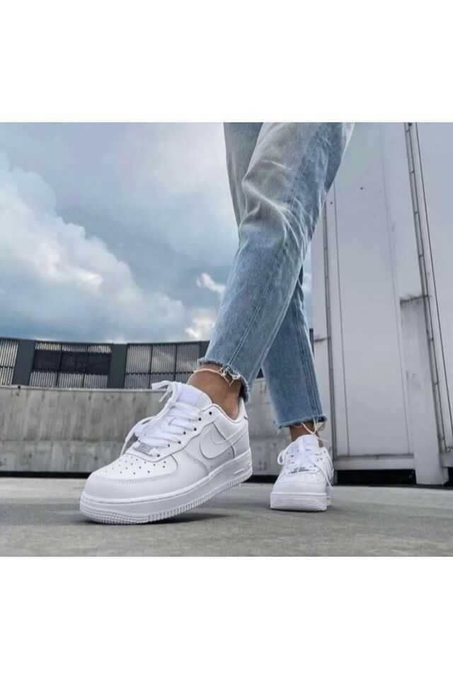 Onegiyer Unisex Ortopedik Beyaz Spor Ayakkabı Airfrce (KALİTELİ-NİKELAJLI-KUTULU-LOGOLU-ETİKETLİ) Beyaz-Beyaz - 43