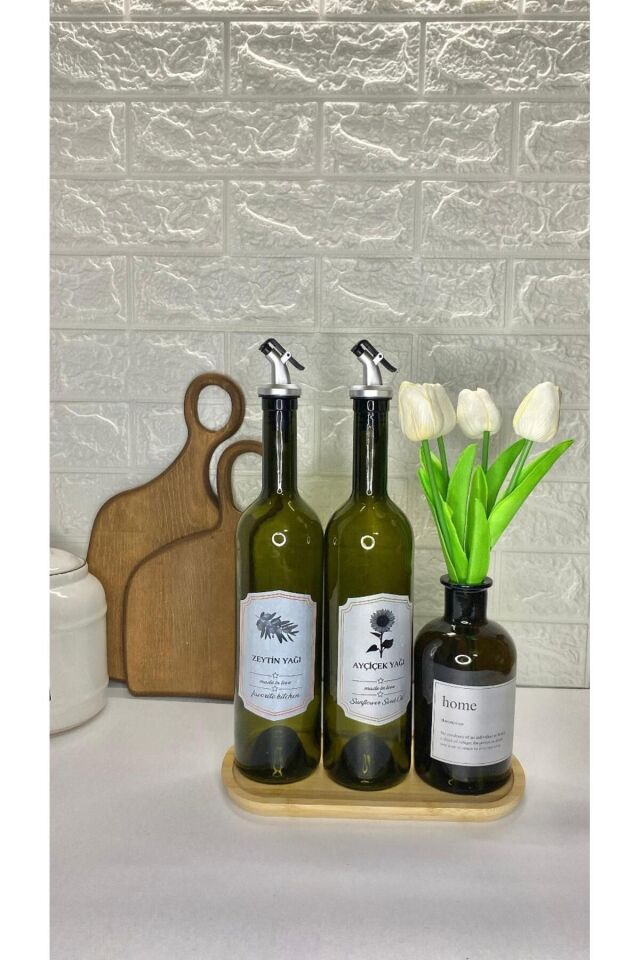 2li 750 ml Retro Zeytinyağı/Ayçiçek Yağı Şişesi  Yağdanlık