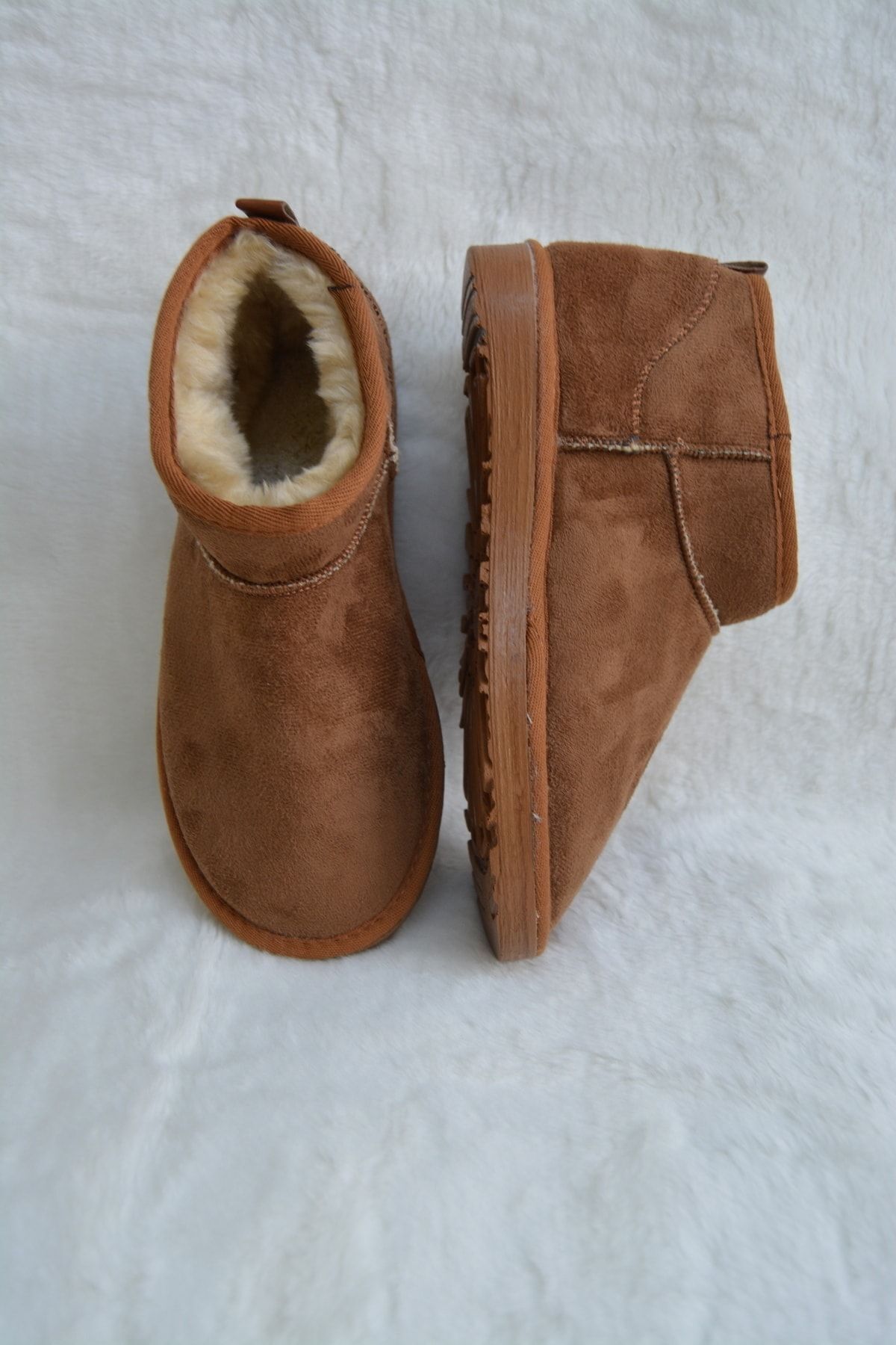 Kadın  Taba Ultra Mini Süet Bot İçi Kürklü Kışlık Bot&Bootie Taba - 37