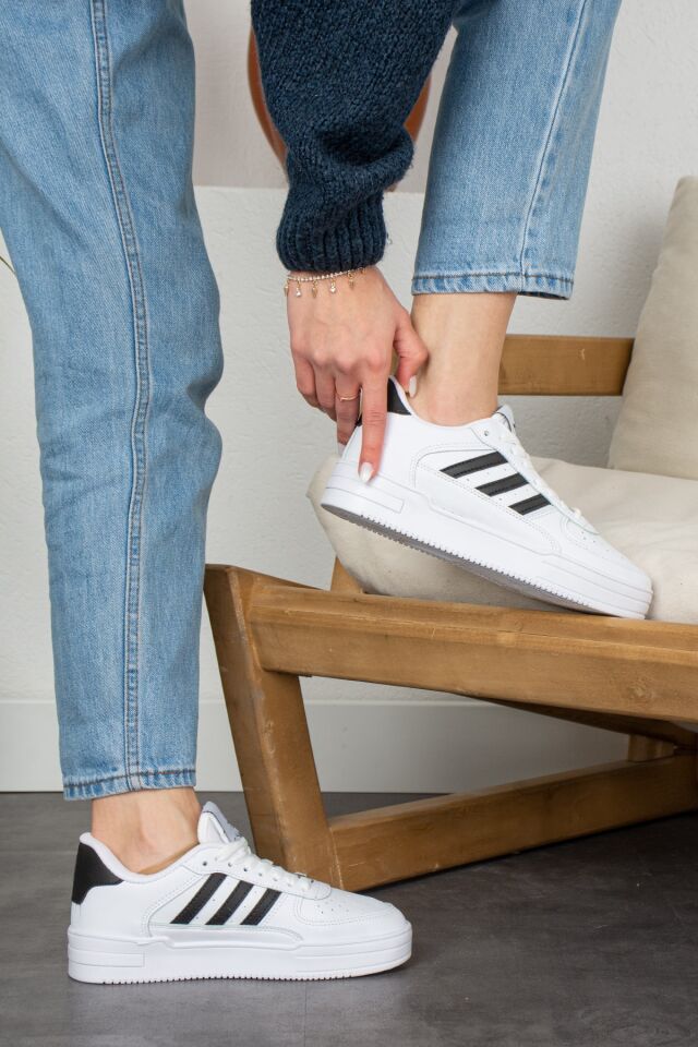 Dassler Beyaz Siyah Spor Ayakkabı , Unısex Sneaker Spor Ayakkabı Si̇yah - Beyaz - 38