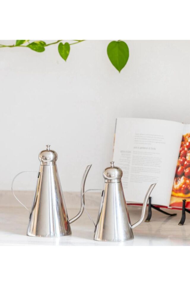 1000ml Paslanmaz Çelik Yağdanlık  Vintege Dekoratif Yağlık