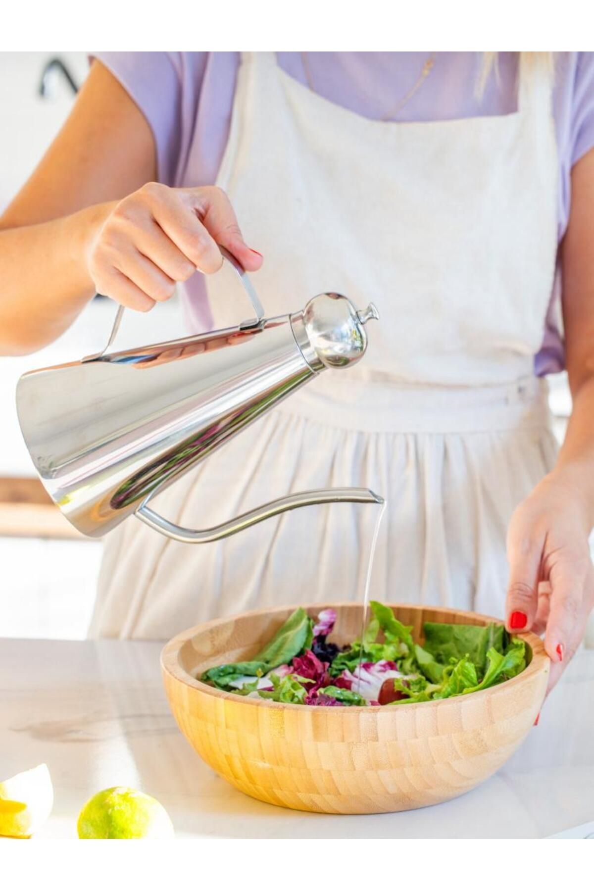 1000ml Paslanmaz Çelik Yağdanlık  Vintege Dekoratif Yağlık