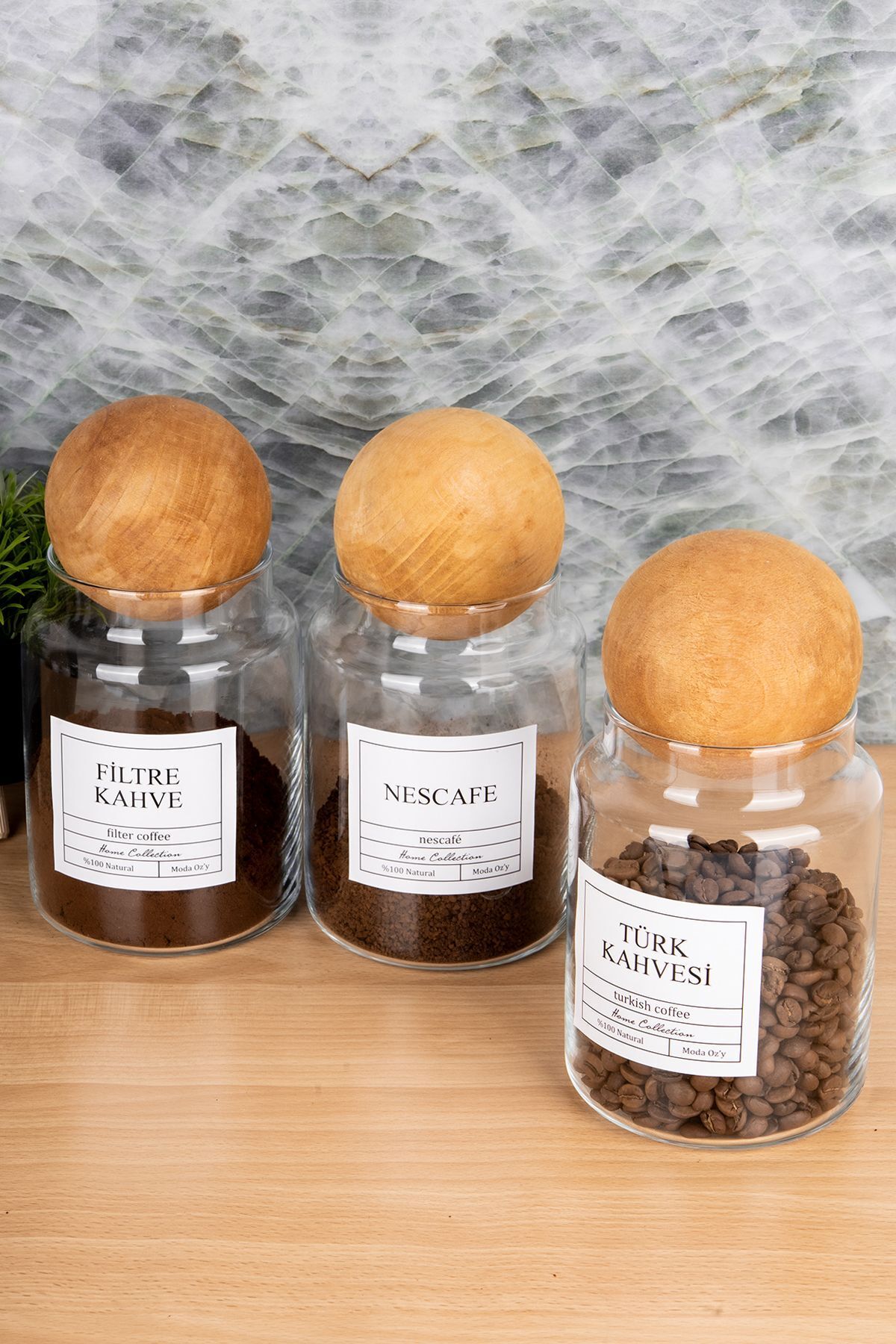 3lü 800ml Top Kapaklı Filtre Kahvesi&türk Kahvesi&nescafe Kavanozu Etiketli Cam Saklama Kabı