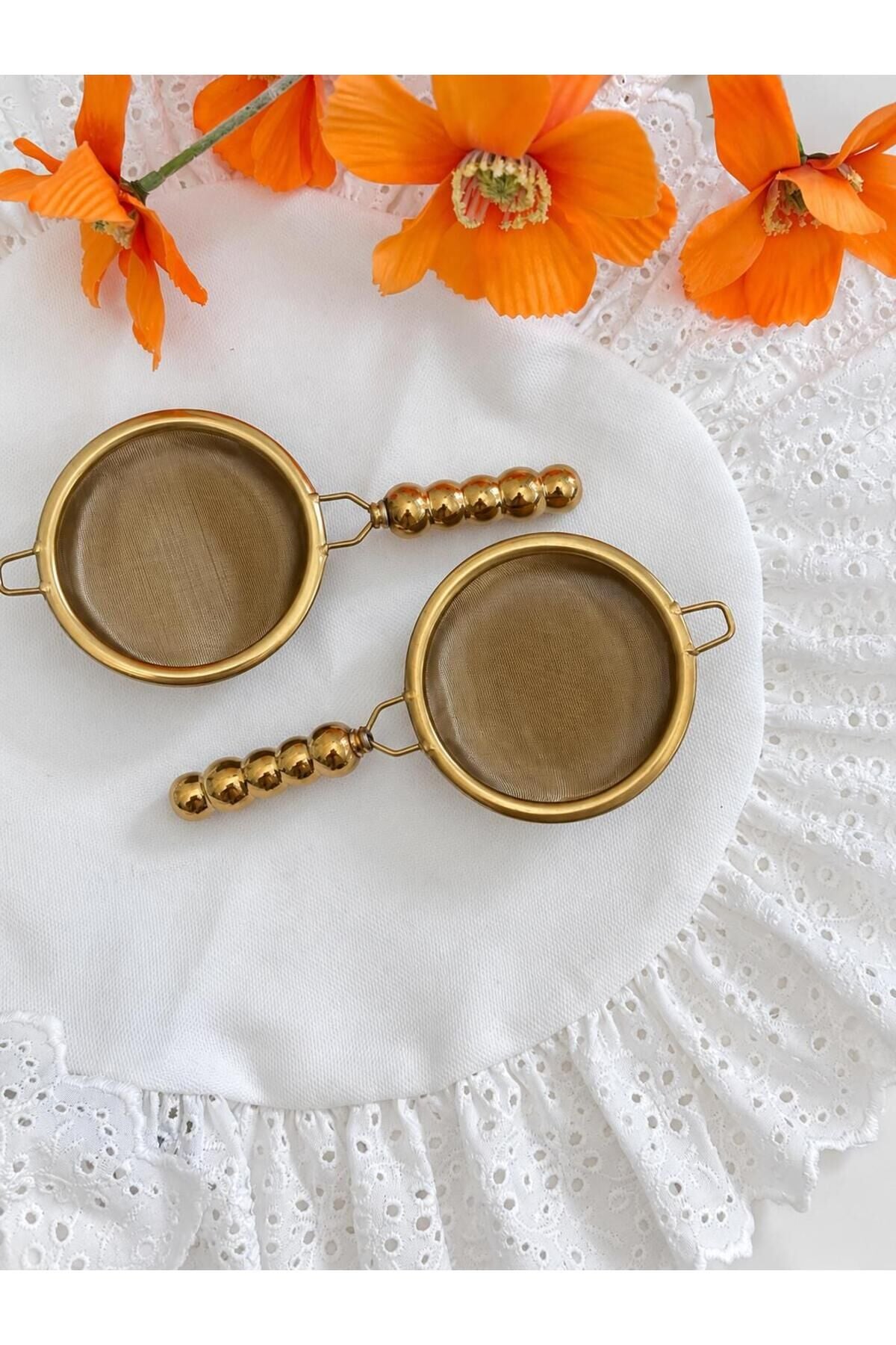 1 Adet Gold Metal Çay Kahve Süzgeci 14 cm