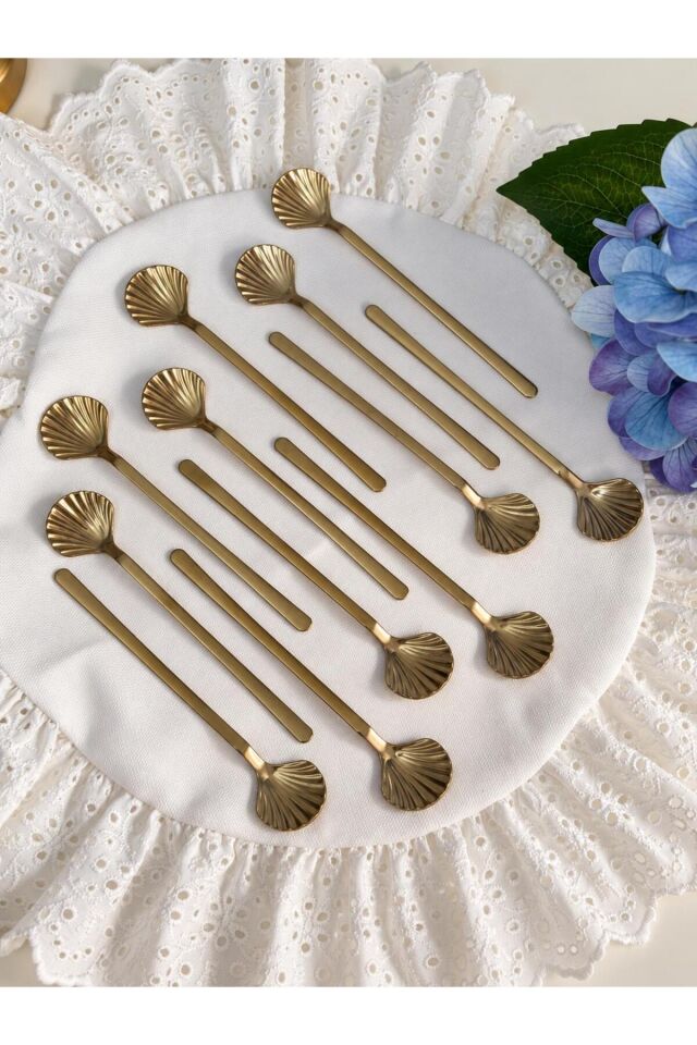 12'li Gold İstiridye Paslanmaz Çelik Çay Kaşığı - 12 cm Uzunluk Stainless Steel