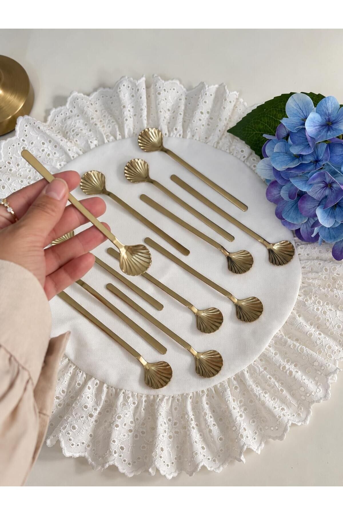 12'li Gold İstiridye Paslanmaz Çelik Çay Kaşığı - 12 cm Uzunluk Stainless Steel