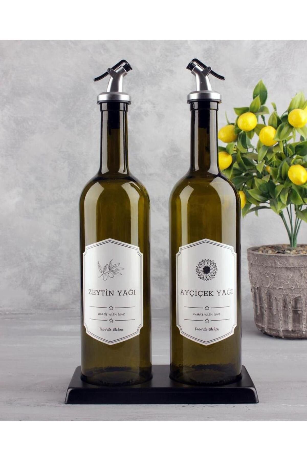 Retro  2'li 750 ml Zeytinyağı Sıvıyağ Şişesi Yağdanlık Yağlık