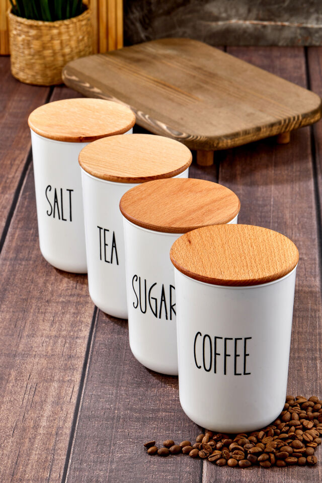 4 Adet Tea/Sugar/Coffe/Salt Etiketi Sticker Suya Dayanıklı Transfer Etiket Serisi