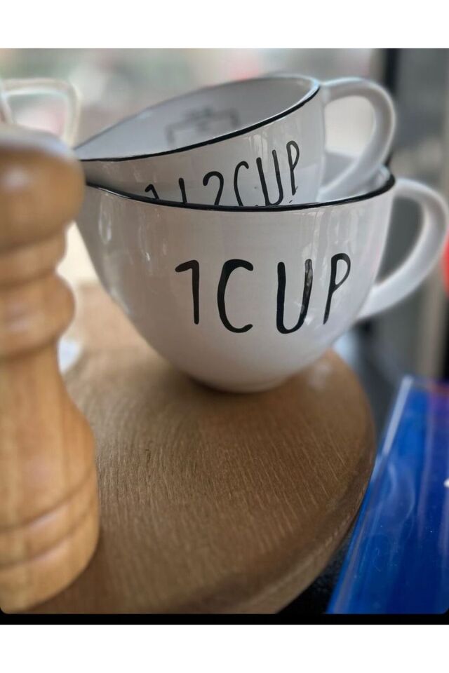 2'li Seramik Ölçü Bardağı Seti Kupa Bardak 250 Ml/500ml