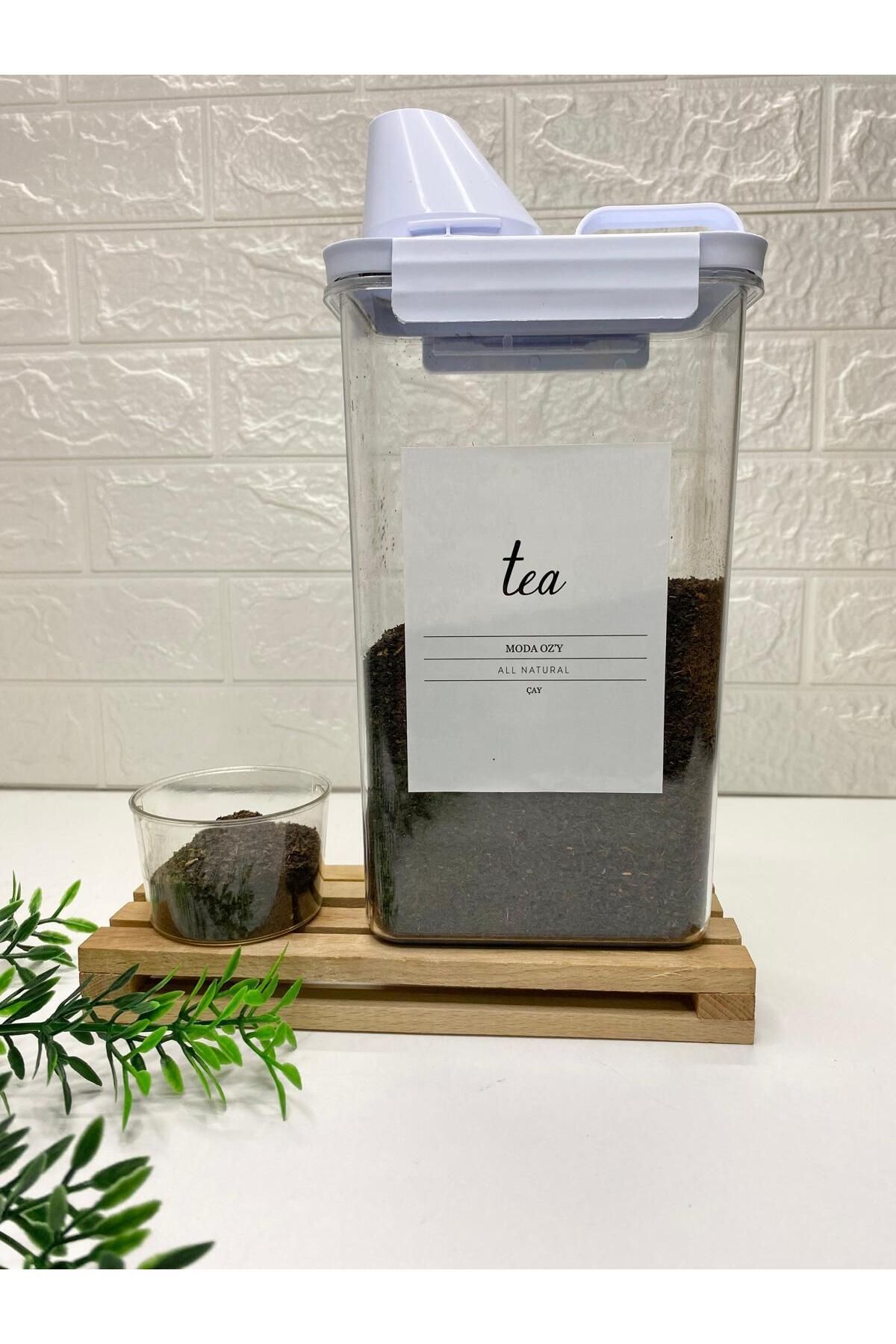 Ölçü Kapaklı Vakumlu Akrilik Saklama Kabı 2300ml Etiketli Erzak Kabı