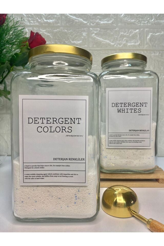 2li 3000ML Metal Kapaklı Renkliler/Beyazlar Deterjan Kavanozu