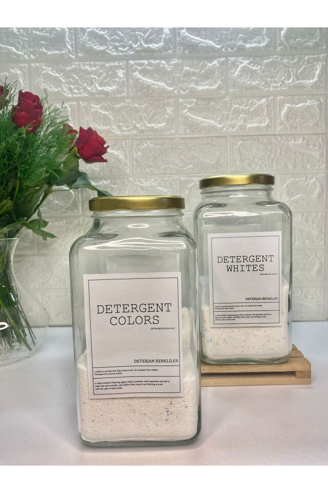 2li 3000ML Metal Kapaklı Renkliler/Beyazlar Deterjan Kavanozu