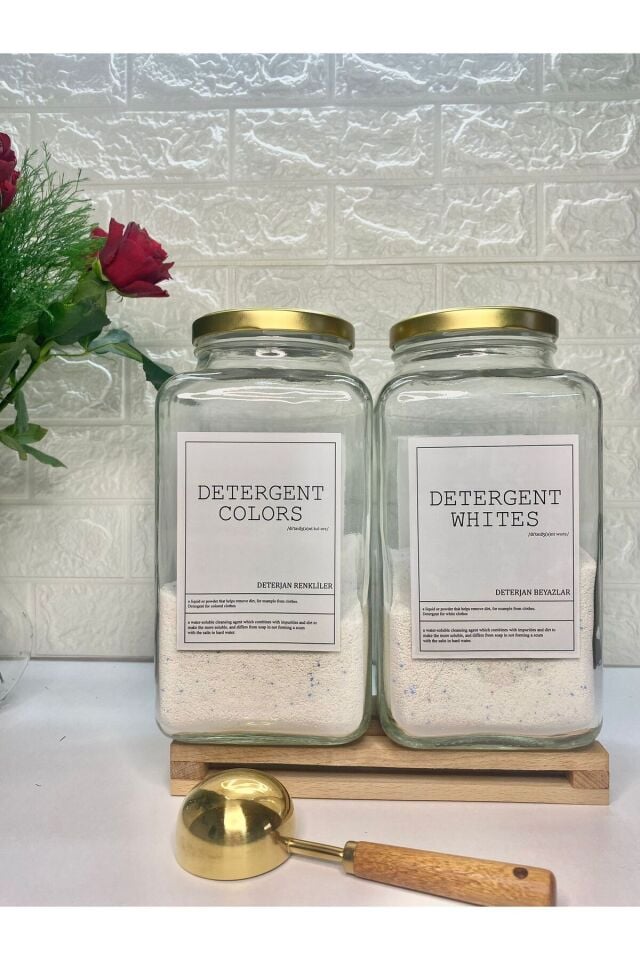 2li 3000ML Metal Kapaklı Renkliler/Beyazlar Deterjan Kavanozu