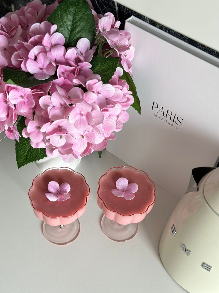 2 Adet Çiçek Şekilli Kahve Sunum ve Kokteyl Bardağı 2'li Magnolia Bardağı ve Tatlı Kasesi