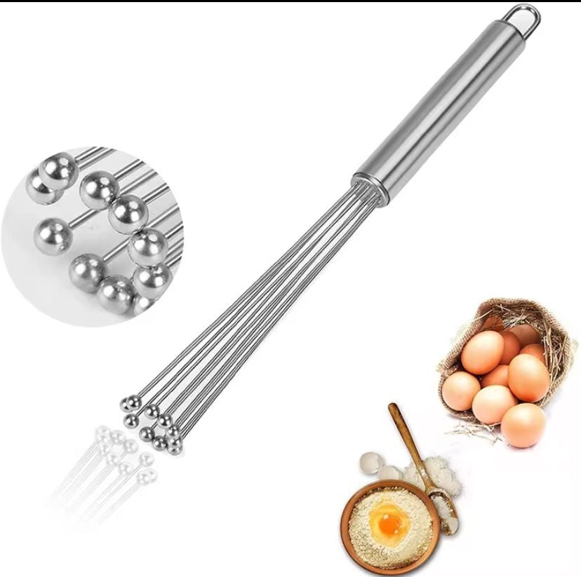 Bilyeli Çırpıcı Paslanmaz Çelik Ergonomik Saplı Tel Çırpıcı