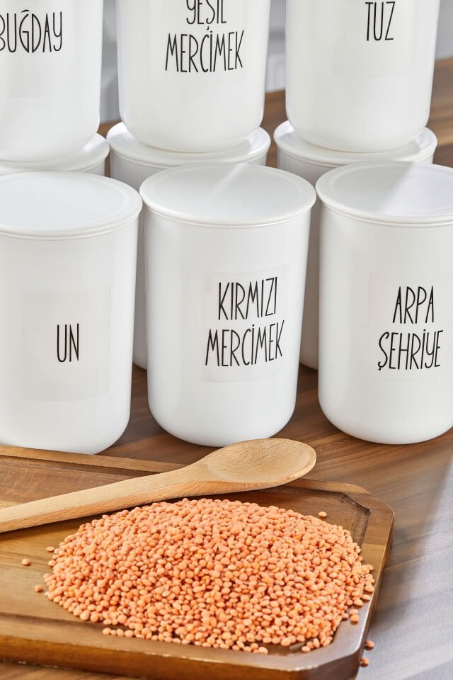 12'li 900ml Akrilik (PLASTİK) Kavanoz Plastik Vakum Kapaklı Şeffaf Etiketli Saklama Kabı