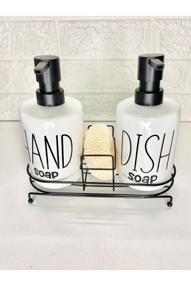 2'li 500 Ml Fenomen Metal Stantlı Süngerli Pinterest Sıvı Sabunluk Mutfak Banyo