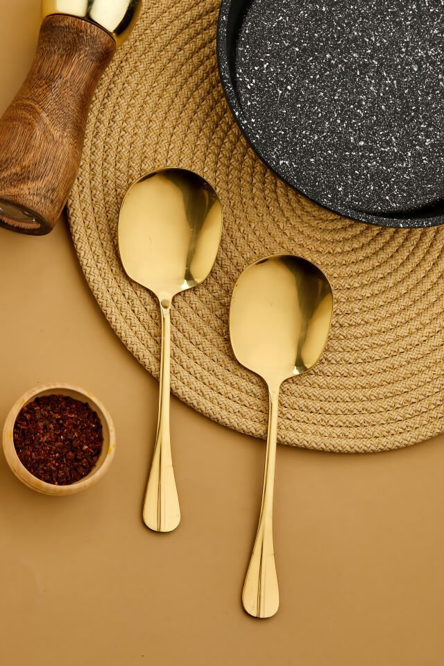 Gold Paslanmaz Çelik Servis Kaşık 2 Adet 21 Cm