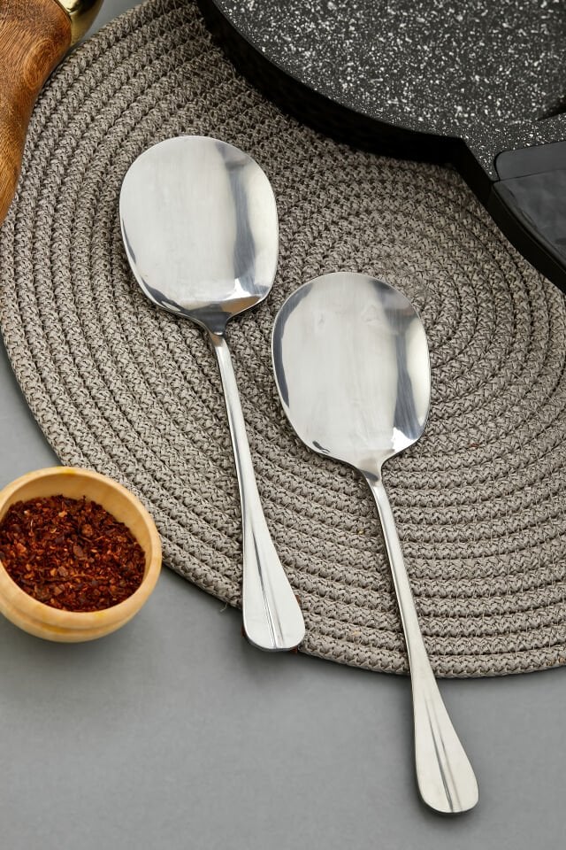 Gümüş Paslanmaz Çelik Servis Kaşık 2 Adet 21 Cm