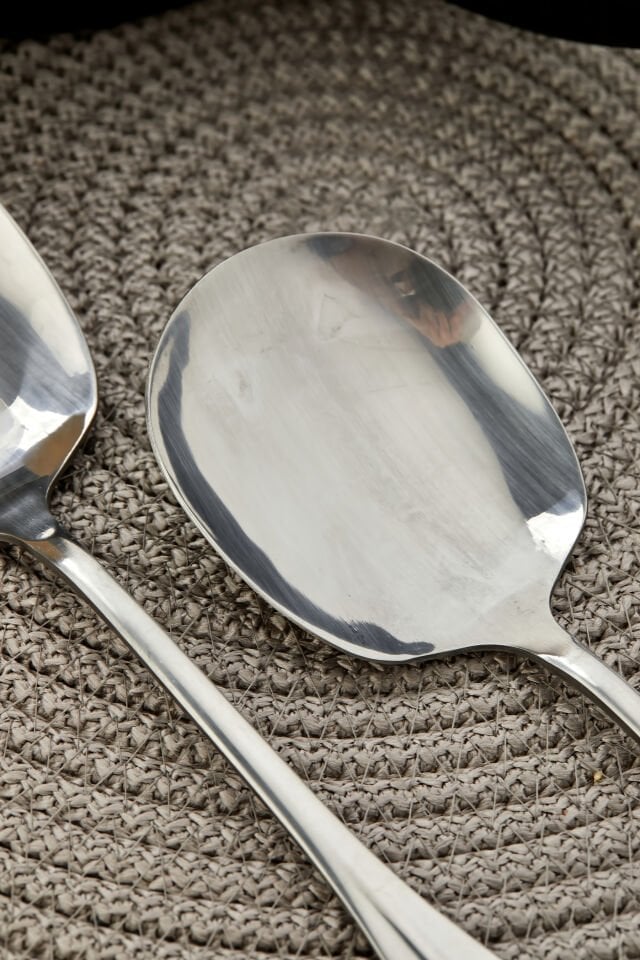 Gümüş Paslanmaz Çelik Servis Kaşık 2 Adet 21 Cm