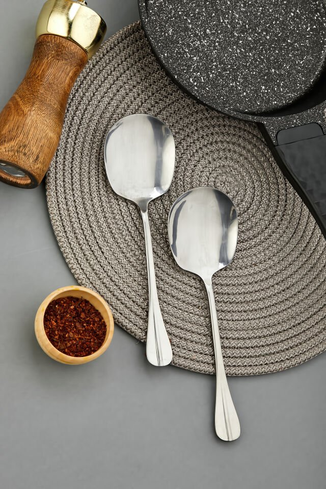 Gümüş Paslanmaz Çelik Servis Kaşık 2 Adet 21 Cm