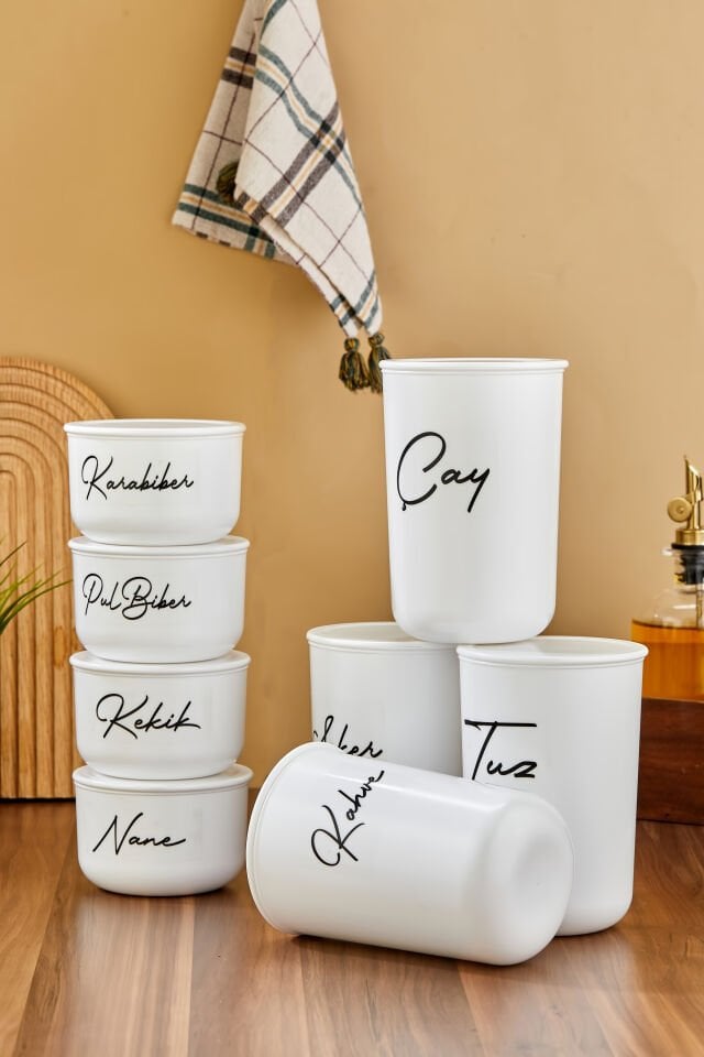 8'li Plastik Kapaklı Vakumlu Şeffaf Etiketli Kavanoz Seti 900/400ml Akrilik(PLASTİK) Kavanoz