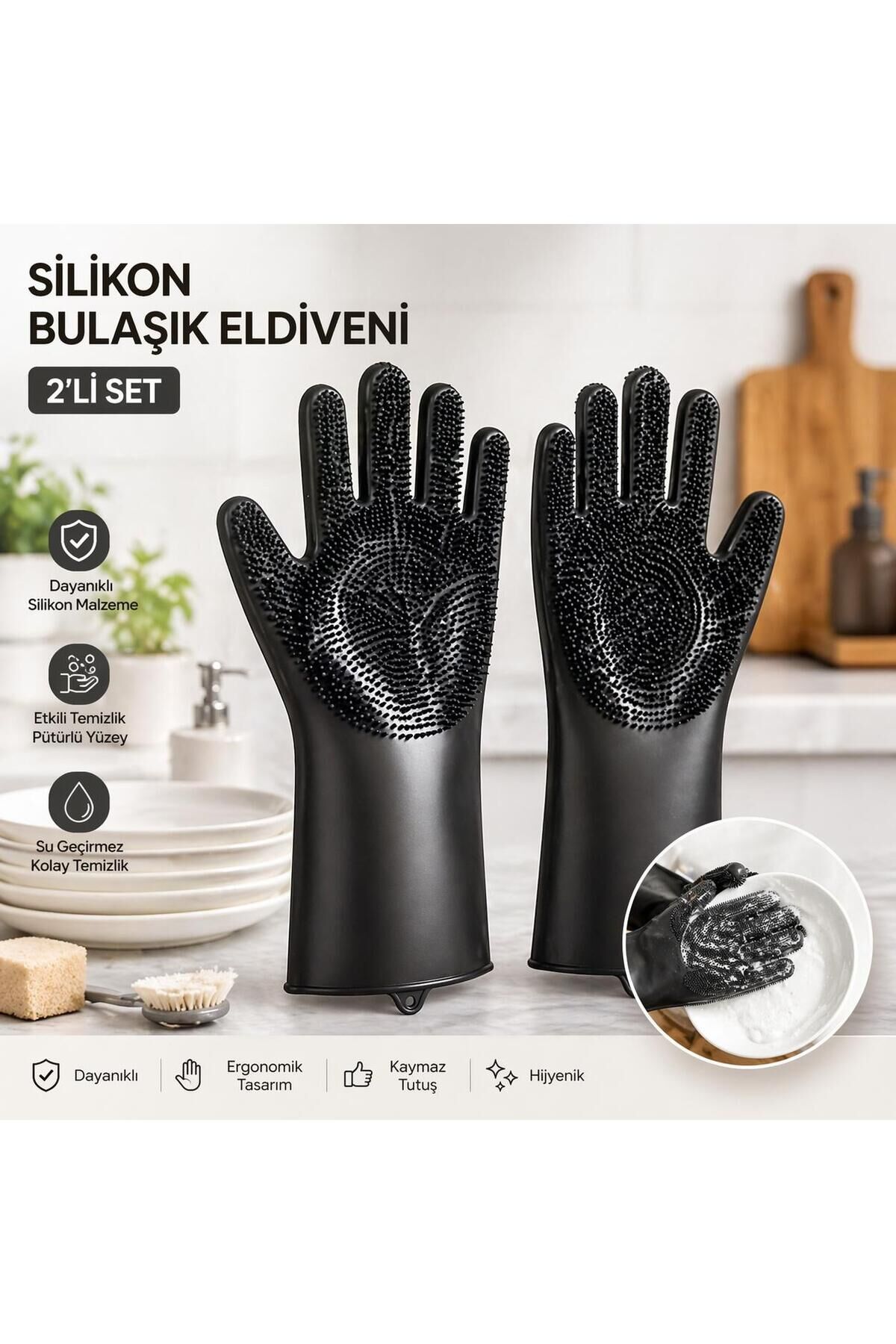 Sihirli Bulaşık Eldiveni Mutfak Banyo Temizleme Fırçası Oto Ev iş Pratik