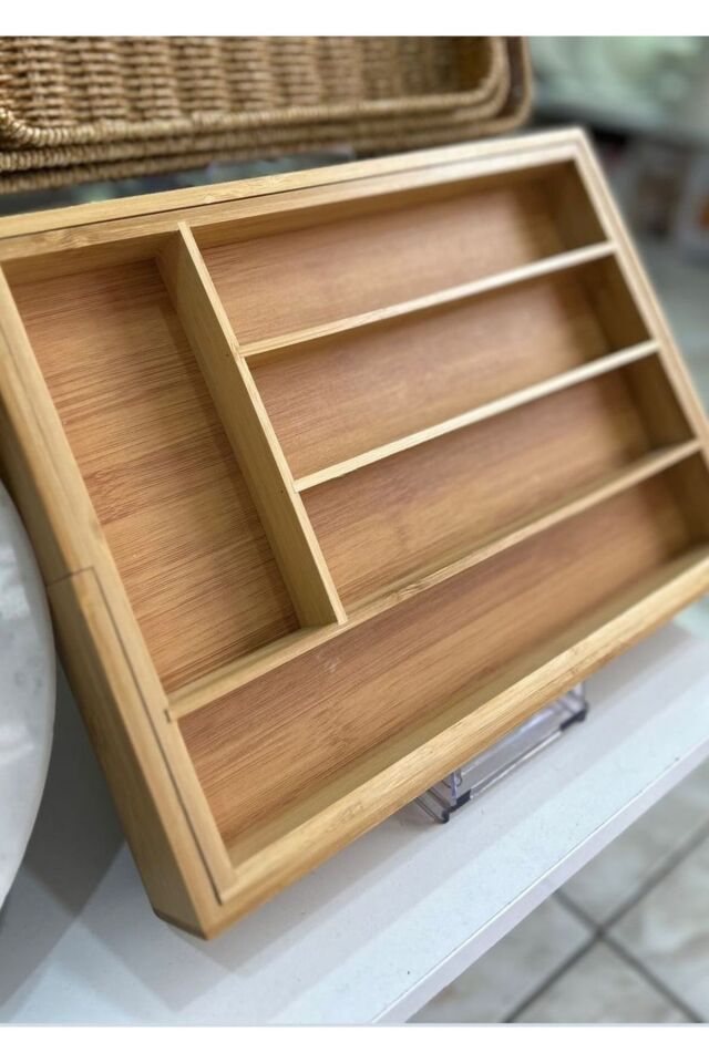 Bambu Ayarlanabilir Çekmece Içi Ölçü Ayarlı Kaşıklık 5-7 Bölmeli Kahverengi