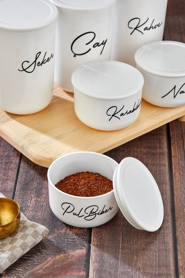 3'lü 900ml Vakum Kapaklı Akrilik (PLASTİK) Çay/Kahve/Şeker 3'lü 400ml Tuz/Biber/Baharatlık(STANTLI)
