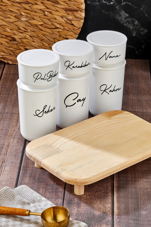 3'lü 900ml Vakum Kapaklı Akrilik (PLASTİK) Çay/Kahve/Şeker 3'lü 400ml Tuz/Biber/Baharatlık(STANTLI) Beyaz