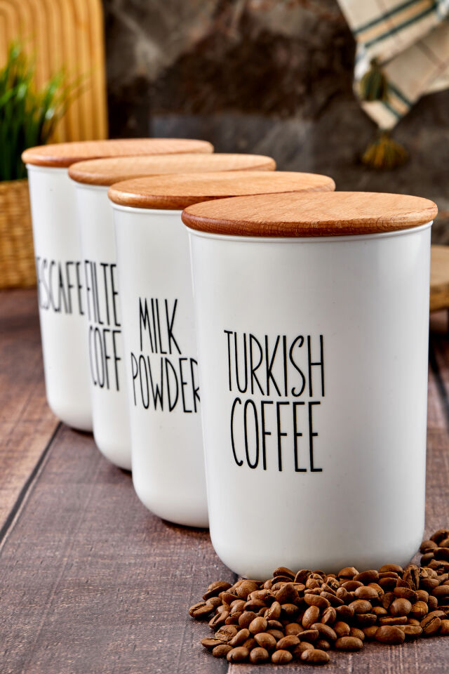 4 Adet Türkkahvesi/Filtrekahve/Neskafe/Süttozu Sticker Suya Dayanıklı Transfer Etiket Serisi