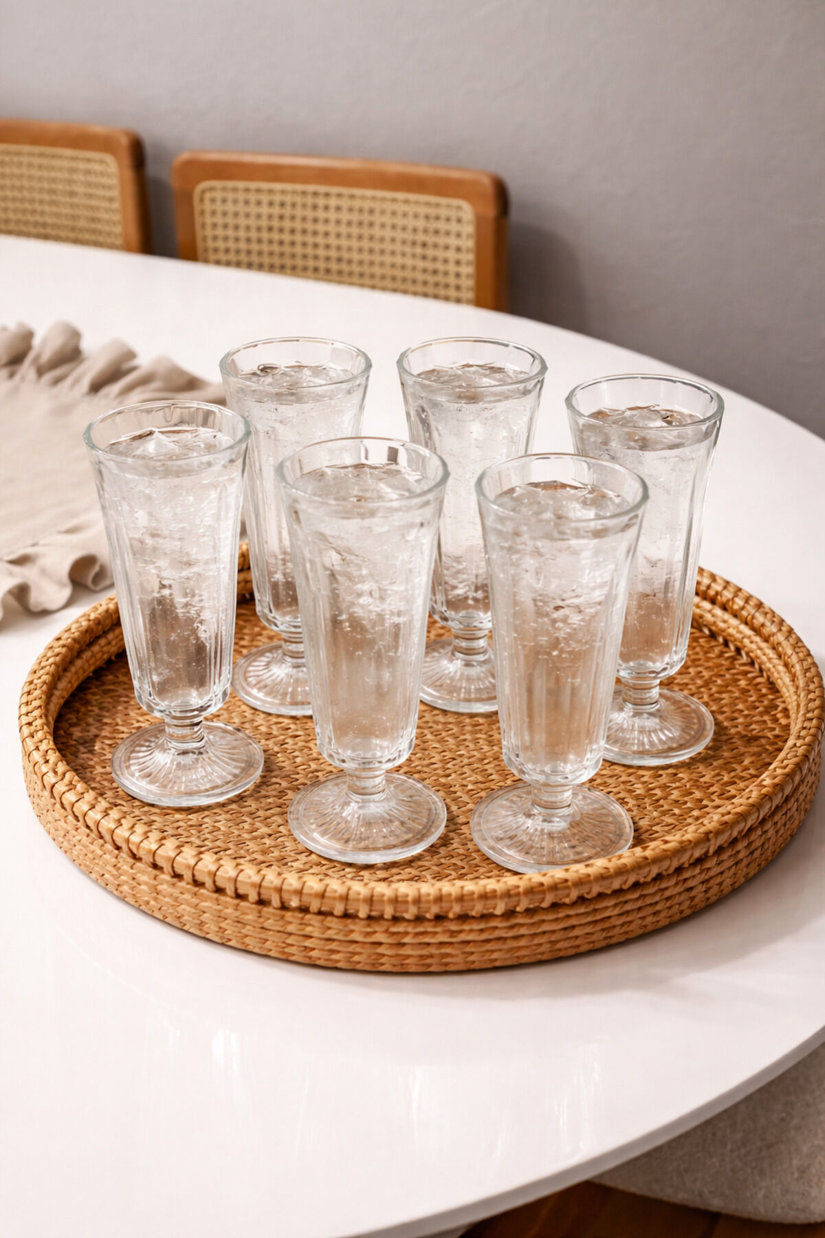6 Adet Kahve Yanı Kesme Kristal Cam Su Bardağı Seti, Çeyizlik Set 100ml