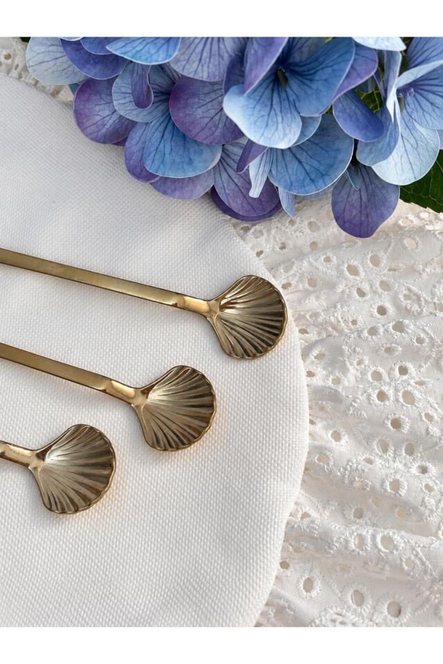 12'li Gold İstiridye Paslanmaz Çelik Çay Kaşığı - 12 cm Uzunluk Stainless Steel Altın