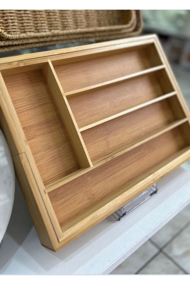 Bambu Ayarlanabilir Çekmece Içi Ölçü Ayarlı Kaşıklık 5-7 Bölmeli