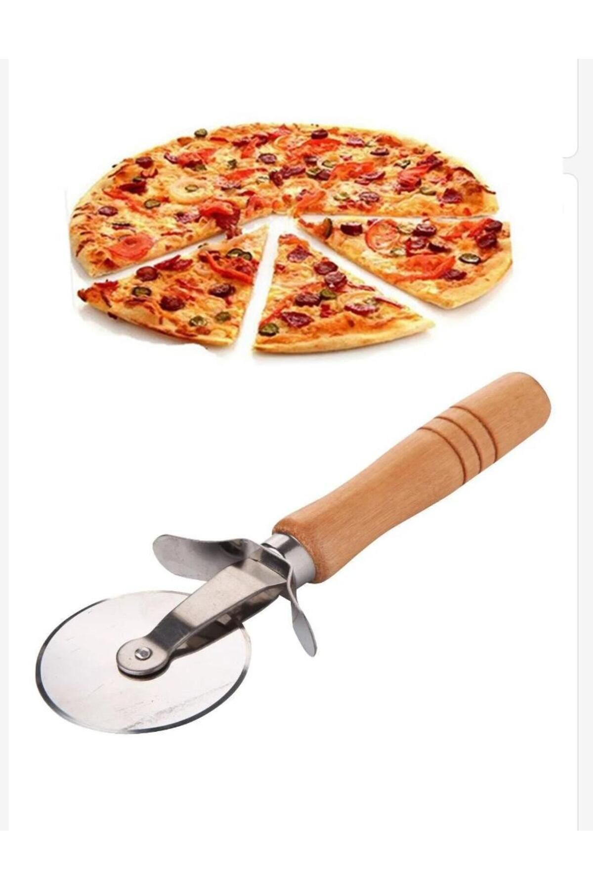 Ahşap Saplı Çelik Bıçaklı Lüx Pizza Kesici