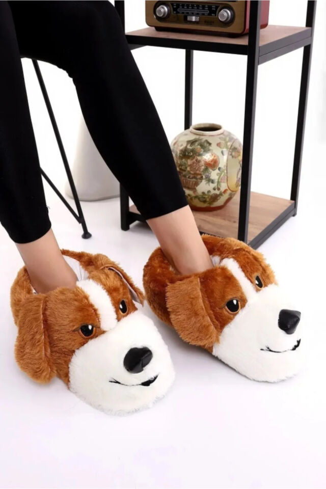 Konfor Sevimli Köpek Figürlü Peluş Panduf Ünisex Hayvanlı Panduf