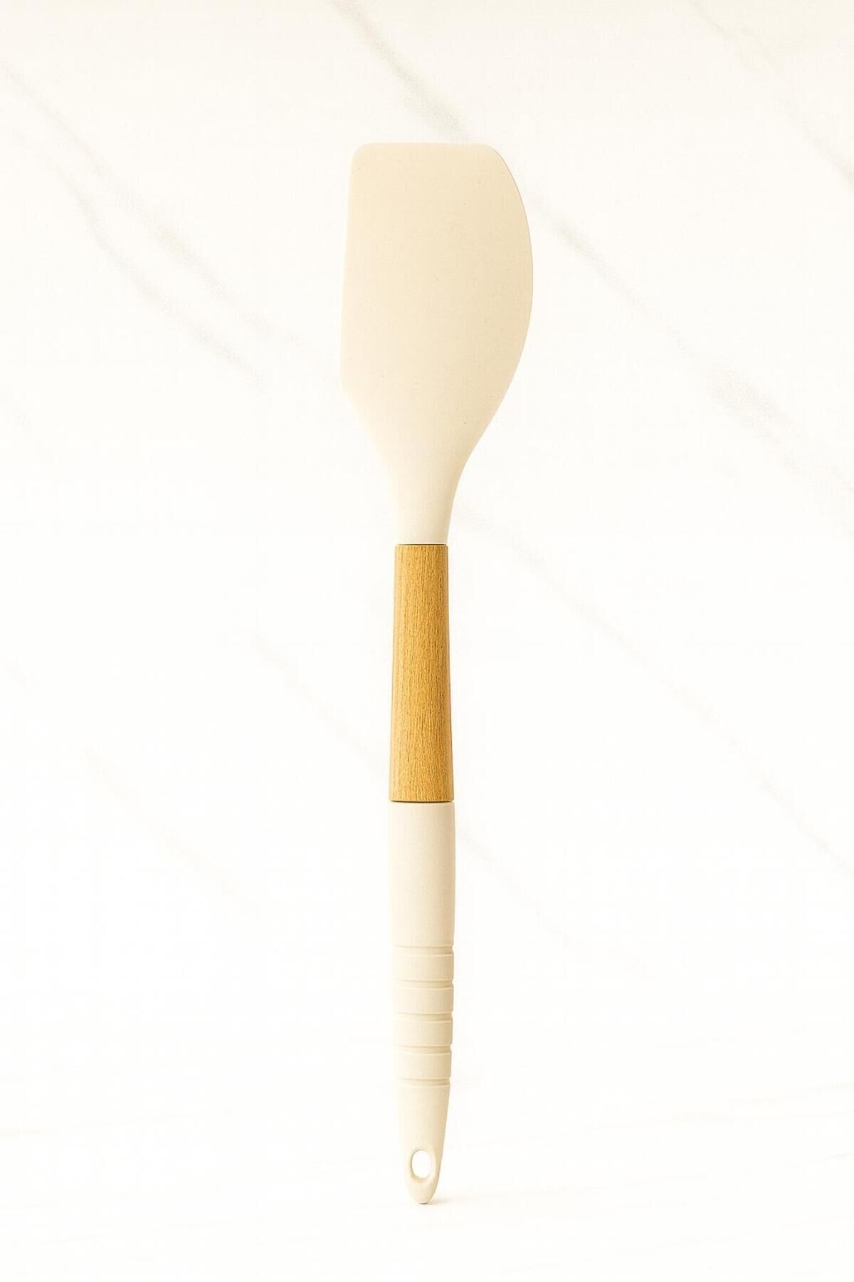 Isıya Dayanıklı Yanmaz Yapışmaz Bambu Saplı Silikon Servislik (1Adet Gönderilecektir) Siyirici Spatula