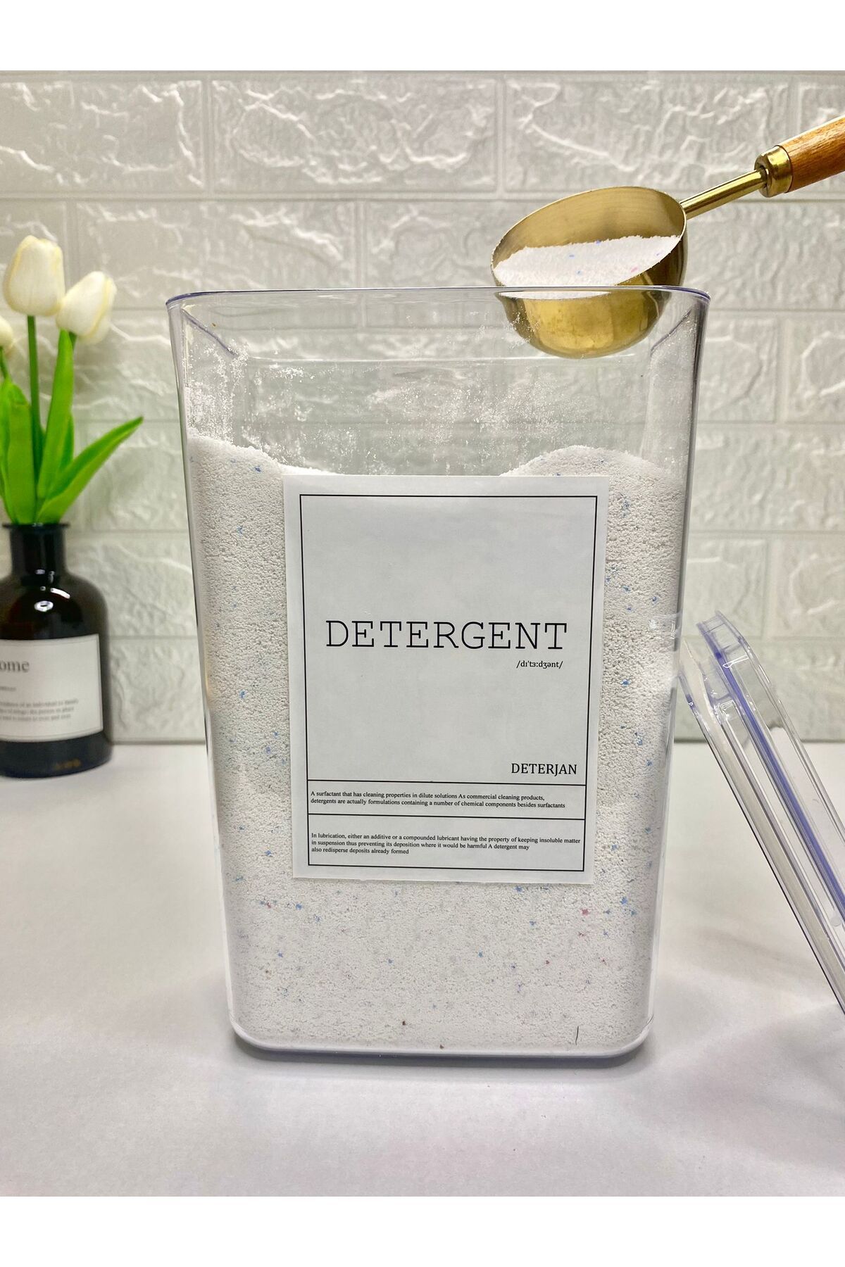 1Adet  2900ml Deterjan Saklama Kabı Akrilik Banyo Düzenleyici Şeffaf