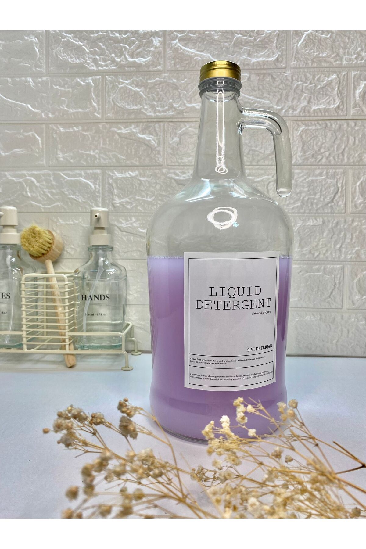 1 Adet 3000ML Gold Kapaklı Sıvı Deterjan Şişesi Gold